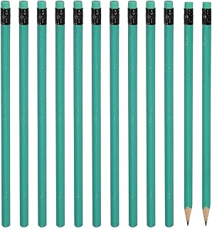 PATIKIL Triangle Wooden Pencils Bulk, 12 Pack HB Graphite Pencils with Eraser for Office Supplies, Engineering Marking Writing Art Drawing Supplies, Green