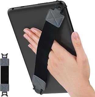 MoKo Security Hand-Strap for 9-11 Inch Tablets, Space Gray | Tablet Accessories for iPad/Fire HD/Samsung, Black High-Elasticity Versatile Hand Strap, Lightweight Finger Grip Holder