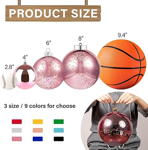 Miniatura 2 de XmasExp 8in Large Christmas Ornaments Christmas Ball Ornaments Giant Tree Decoration Shatterproof Decorative Hanging Balls for Holiday Party Rosa