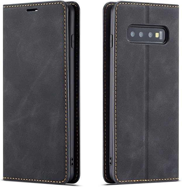 QLTYPRI Case for Samsung Galaxy S10e, Premium PU Leather Cover TPU Bumper with Card Holder Kickstand Hidden Magnetic Adsorption Flip Wallet Case Cover for Samsung Galaxy S10e - Black
