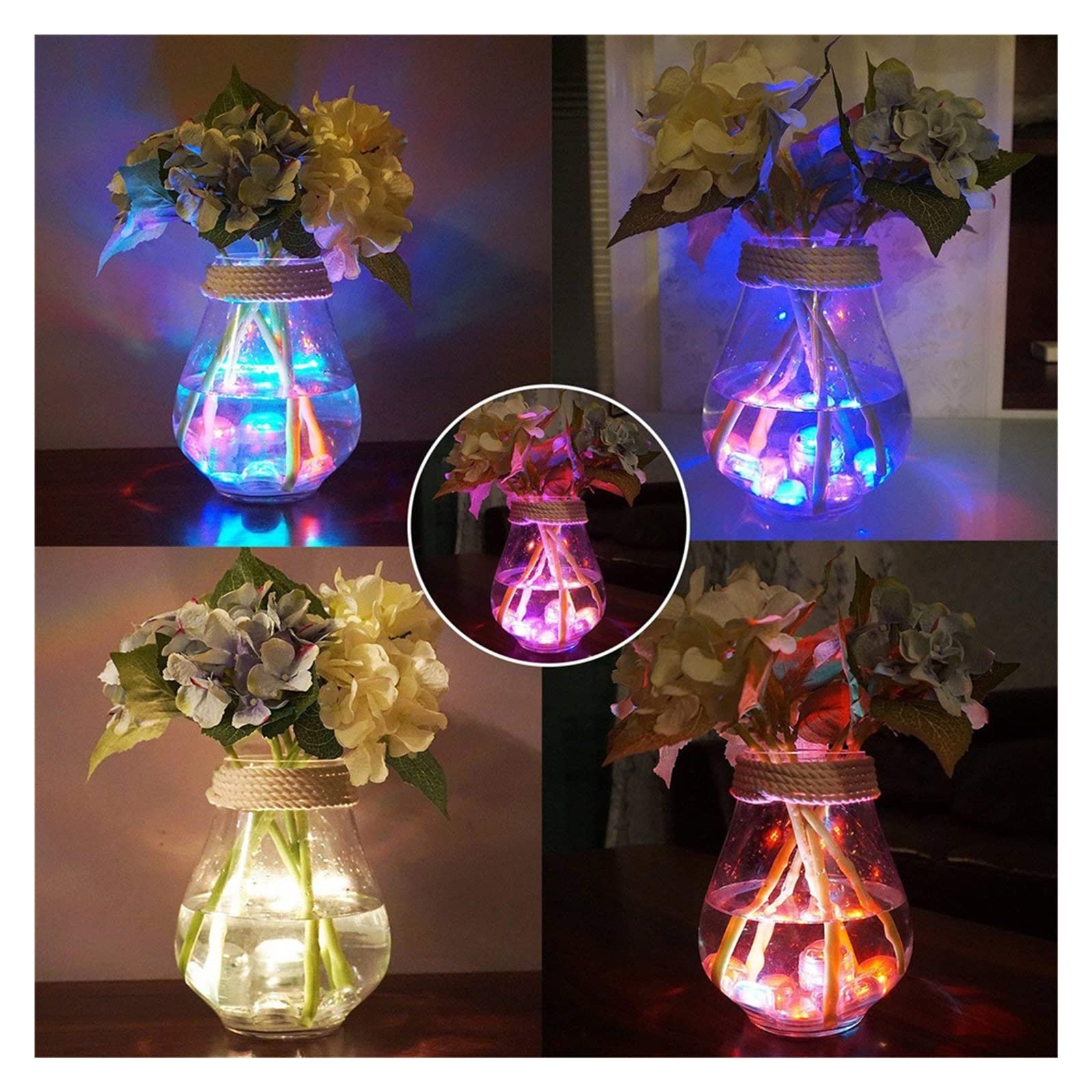 Światła basenowe Zasilane bateryjnie światło do nurkowania RGB IP68 Wodoodporna podwodna lampka nocna Zewnętrzny wazon ogrodowy Miska Basen Światła stawu (Size : 9 Lamp 1 controller)