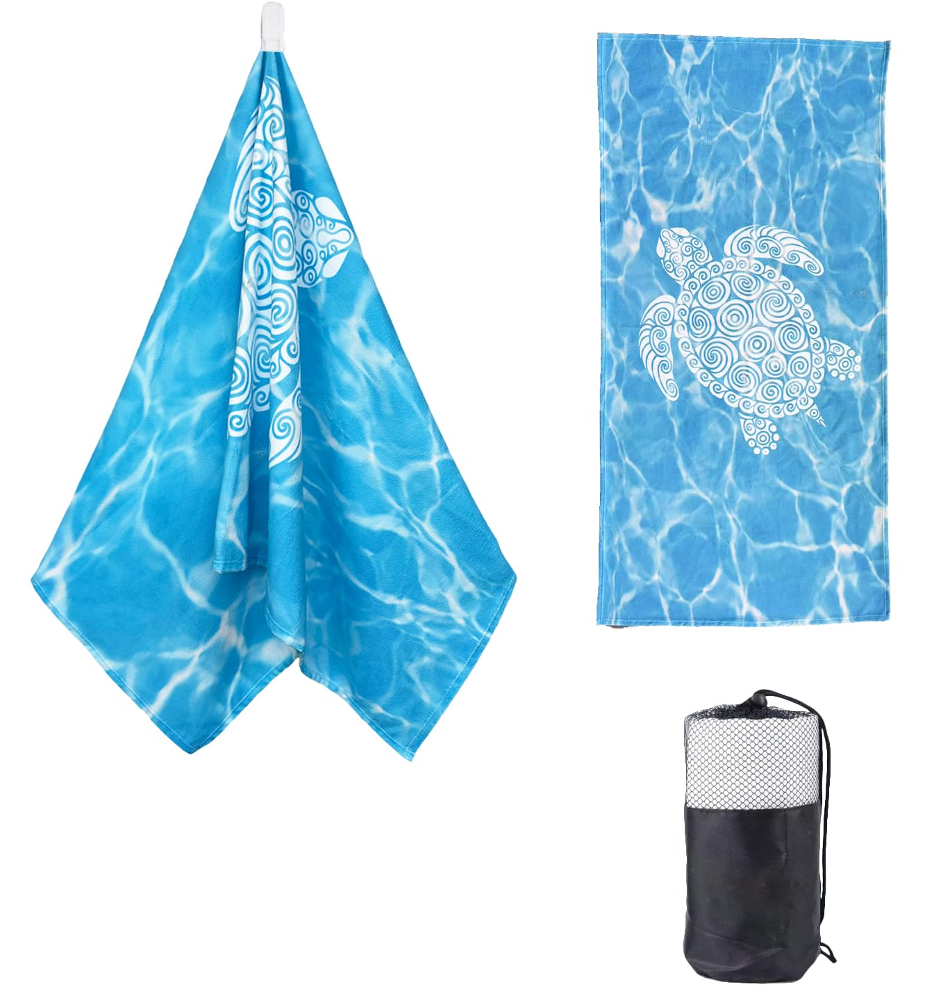 DJDEA Meeresschildkröte Mikrofaser Strandtuch 90x180cm, Sandfrei & Schnelltrocknend, Weich Mit Aufbewahrungstasche, Für Strand Reise Sauna Yoga