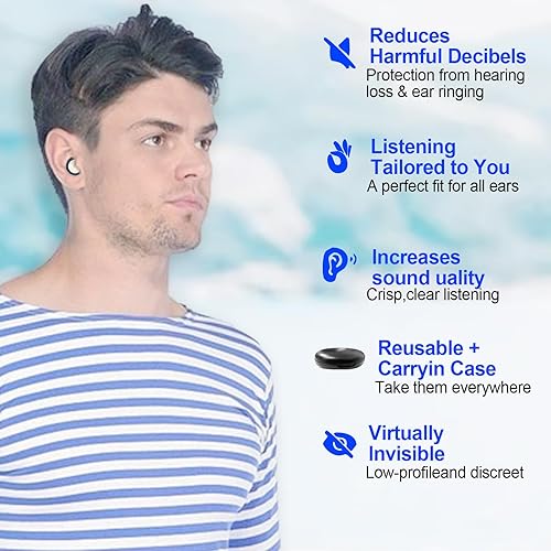 Miniatura 3 de Tapones para los oídos para dormir  Cómodos tapones de silicona reutilizables  Protección auditiva con reducción de ruido de 20 dB-25 dB  Tapones