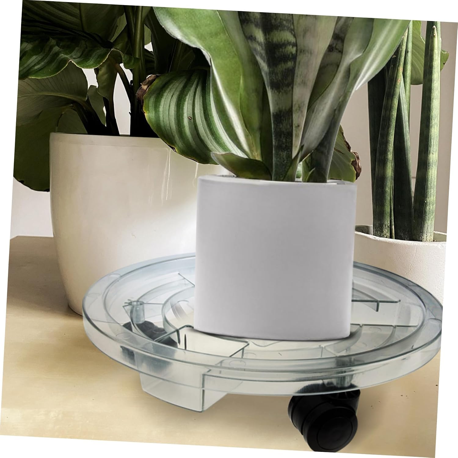 Plant Stand with Wheels 10.23 Inch Rolling Pot Base for Garden Plants and Large Vases Plastic Floor Protector with Smooth Universal Casters for Easy Mobility