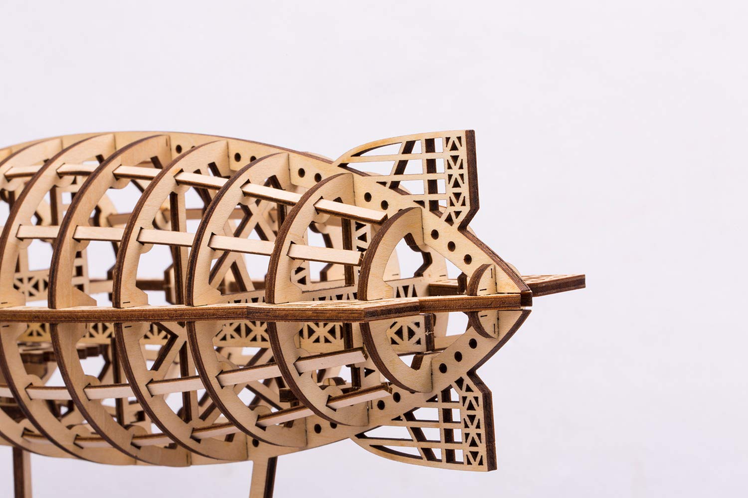 ROKR Statek powietrzny: mechaniczna skrzynia biegów ruch drewnianego modelu puzzli 3D: wiek 1