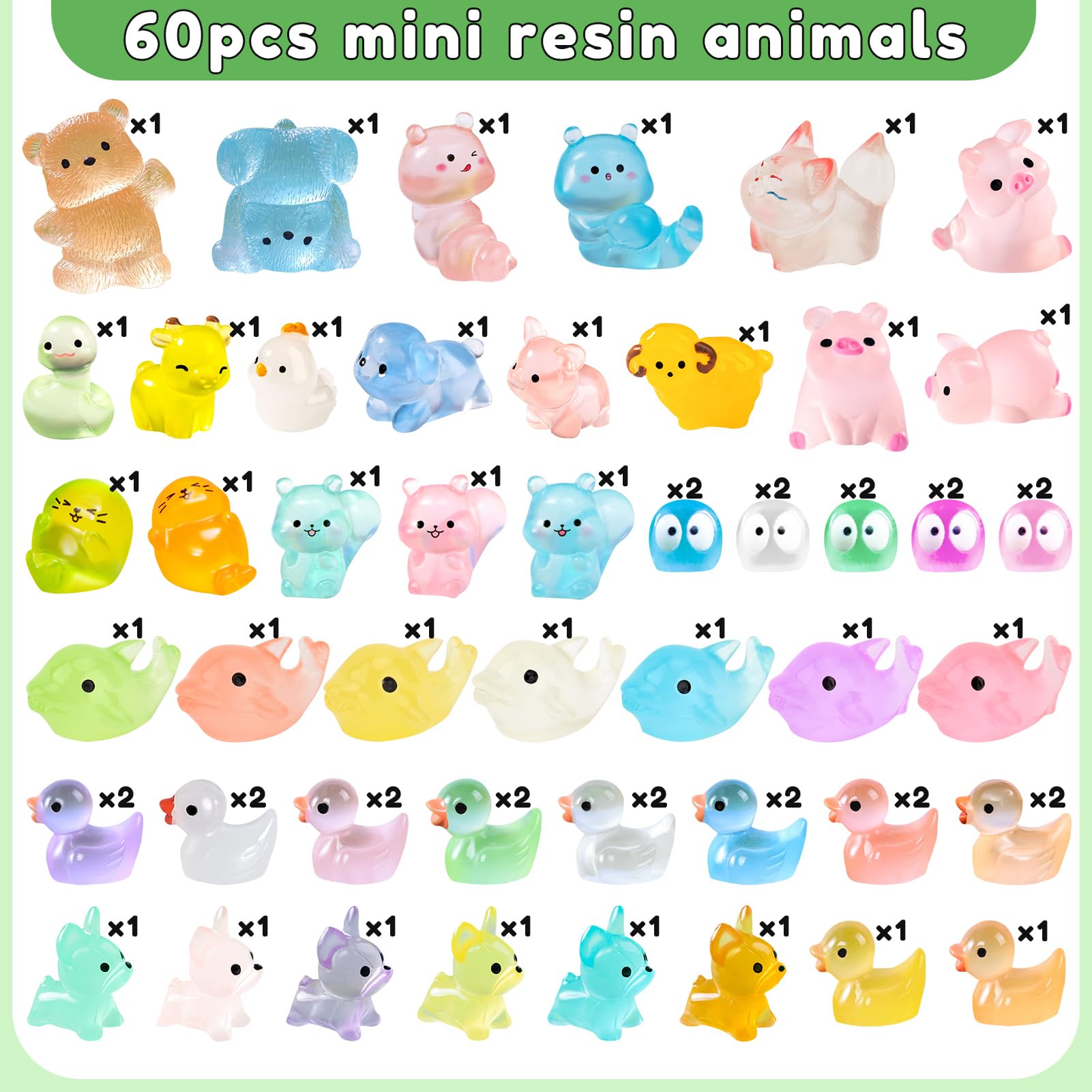Catephe 60 pcs Mini Resin Animals - Image 3