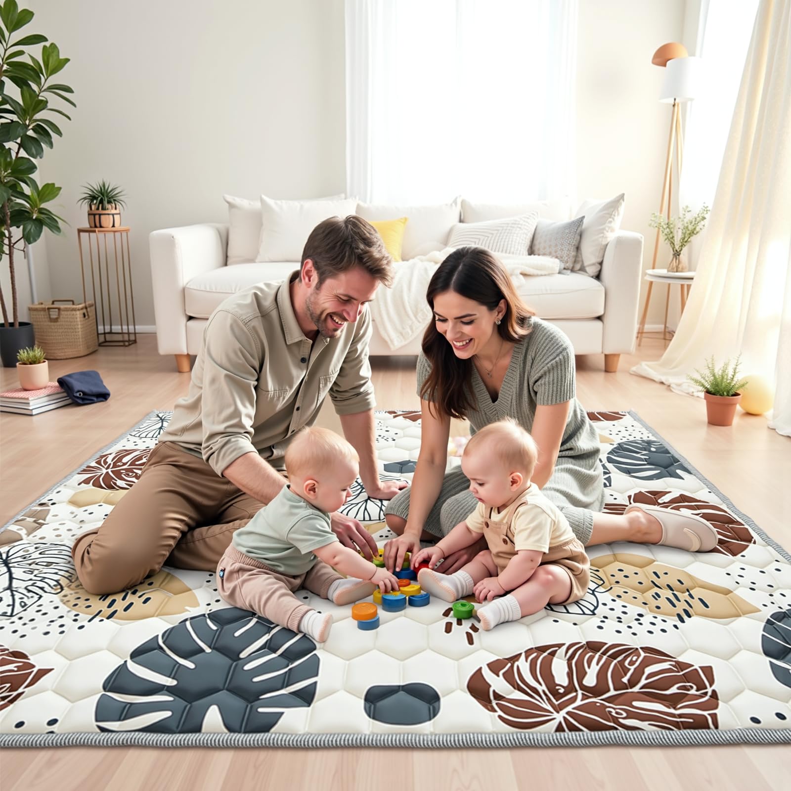 Tappeto Gioco Bambini Addensare Tappeto Gioco Neonato: Tappetino per Abilità Motorie - Tappetino da Gioco per Bambini Pieghevole Antiscivolo lavabile in lavatrice per Box (180 * 200cm)