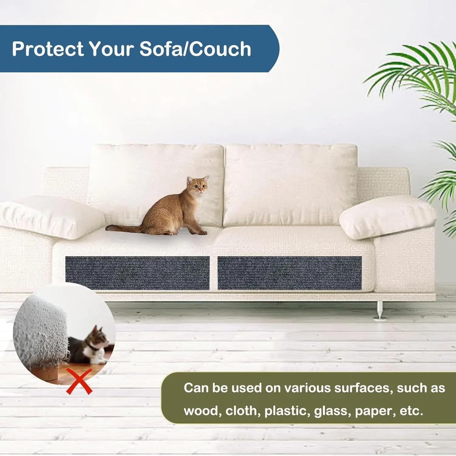 Protector Sofa Gatos Arañazo Estera autoadhesiva Multiusos, sofá antiarañazos for Gatos, se Puede Recortar, Tablero de Alfombra(Brown,40X200CM)