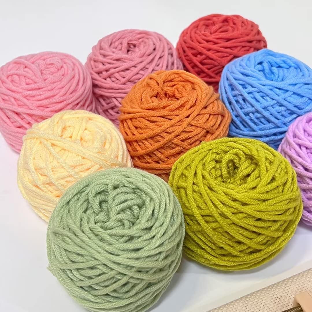 Gomitolo di filato tuftato da 200 g/rotolo, filo da ricamo Poke misto in cotone e poliestere, filato per maglieria a mano all'uncinetto, filato tufting per tappeti a 8 strati (serie blu 10 rotoli)