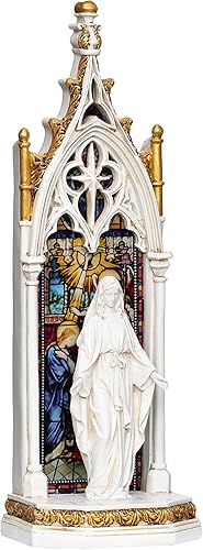 Miniatura 5 de Joseph's Studio by Roman - Figura LED con ventana de arco de Nuestra Señora de Gracia, colección Renacimiento, 11.75 pulgadas de alto, resina y