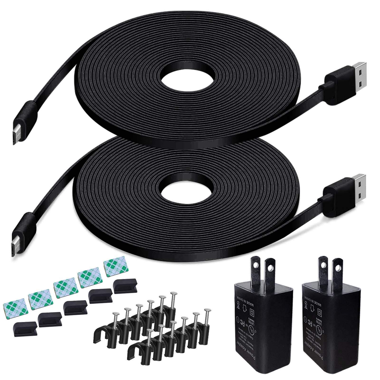 26FT Power Extension Cable Charger for Blink Outdoor(3rd Gen)/XT/XT2, Wyze Cam v4/v3/OG, Arlo Essential,Weatherproof Power Cord with Adapter for Security Camera(Not for Blink 4,not Type C)-2Pack,Black