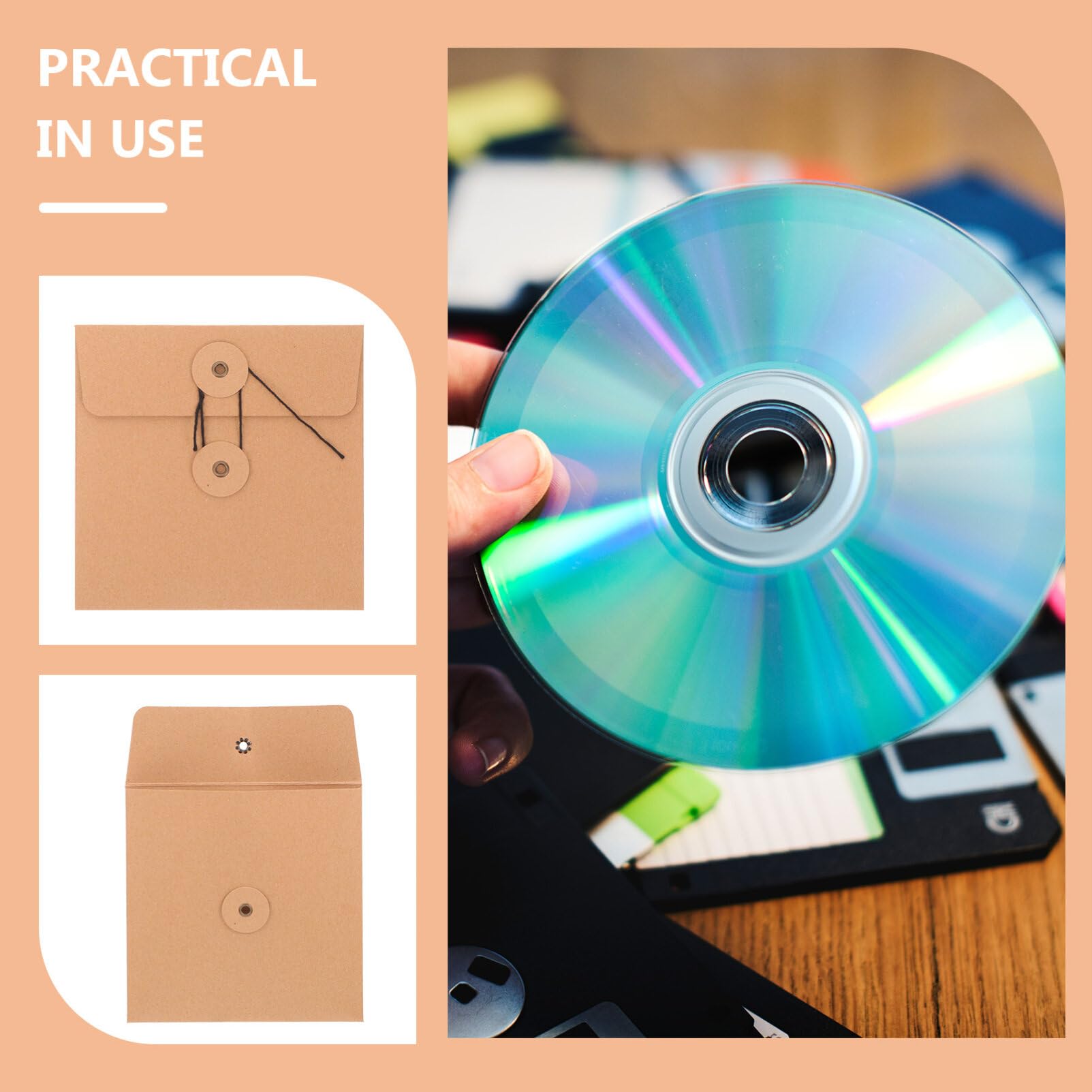 MAGICLULU 10pièces Enveloppes Kraft Papier Pour Cd Et Dvd Lot De Pratiques Pour Rangement Protection Des Disques Manches Et Chic Pour Transport Et Stockage