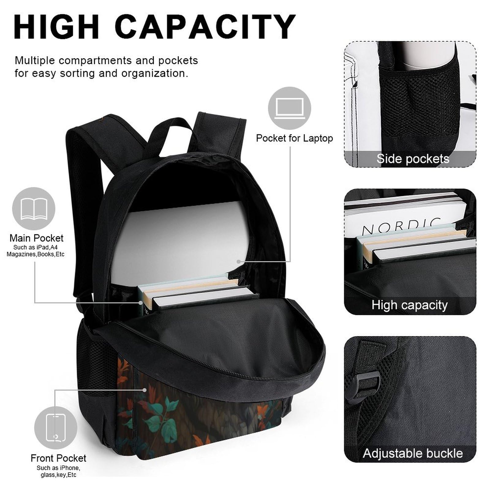 Sac Tigre Personnalisé avec Boîte à Déjeuner et Trousse à Crayons, Lot de 3 Sacs d'école Animal Thème, Sacs avec Boîte à Déjeuner
