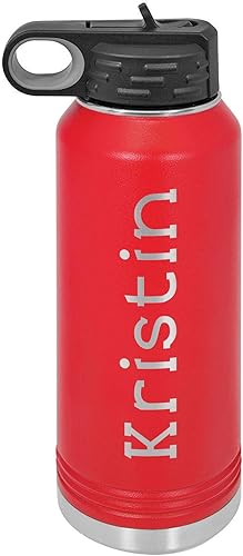 Miniatura 7 de Botella de agua rosa personalizada de 32 onzas con pajilla, botella de agua deportiva personalizada con nombre o texto vertical, frasco grabado con