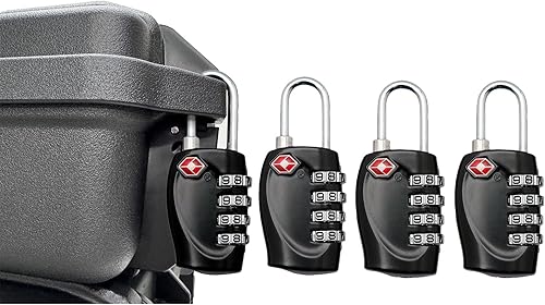 Paquete de 4 cerraduras de caja de pistola aprobadas por la TSA para estuche de pistola, cerraduras de viaje de 4 dígitos, caja de herramientas