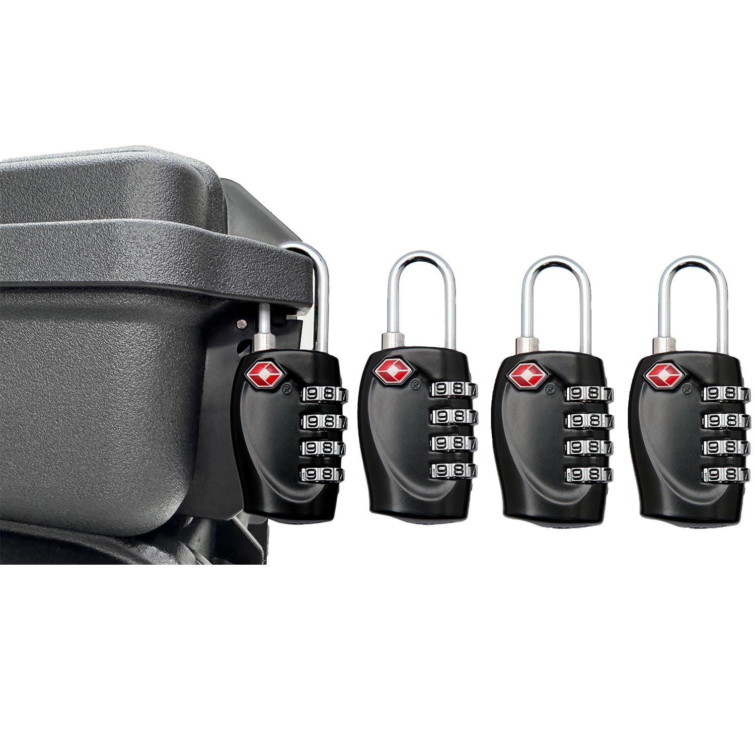 LAFENLIN TSA Combo Lock 4-Pack for Pistol Cases,4-Digit Small Padlock,Black