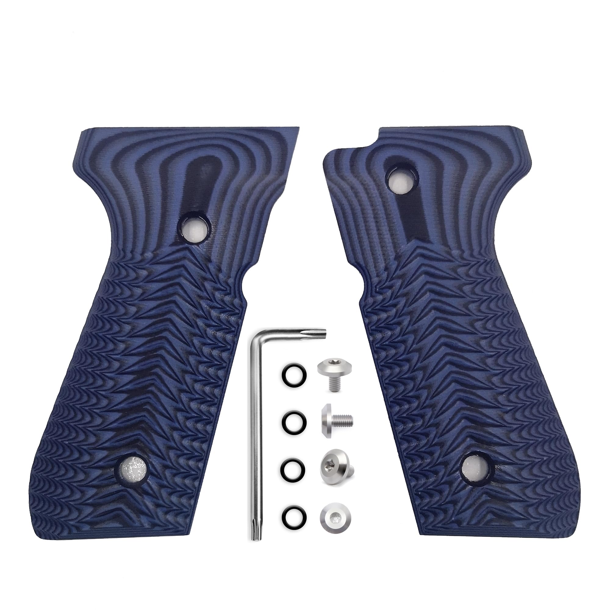 Guuun Beretta 92 Grips G10 Full Size Beretta 92fs 96 Grips Standard ECG Texture - Blue/Black