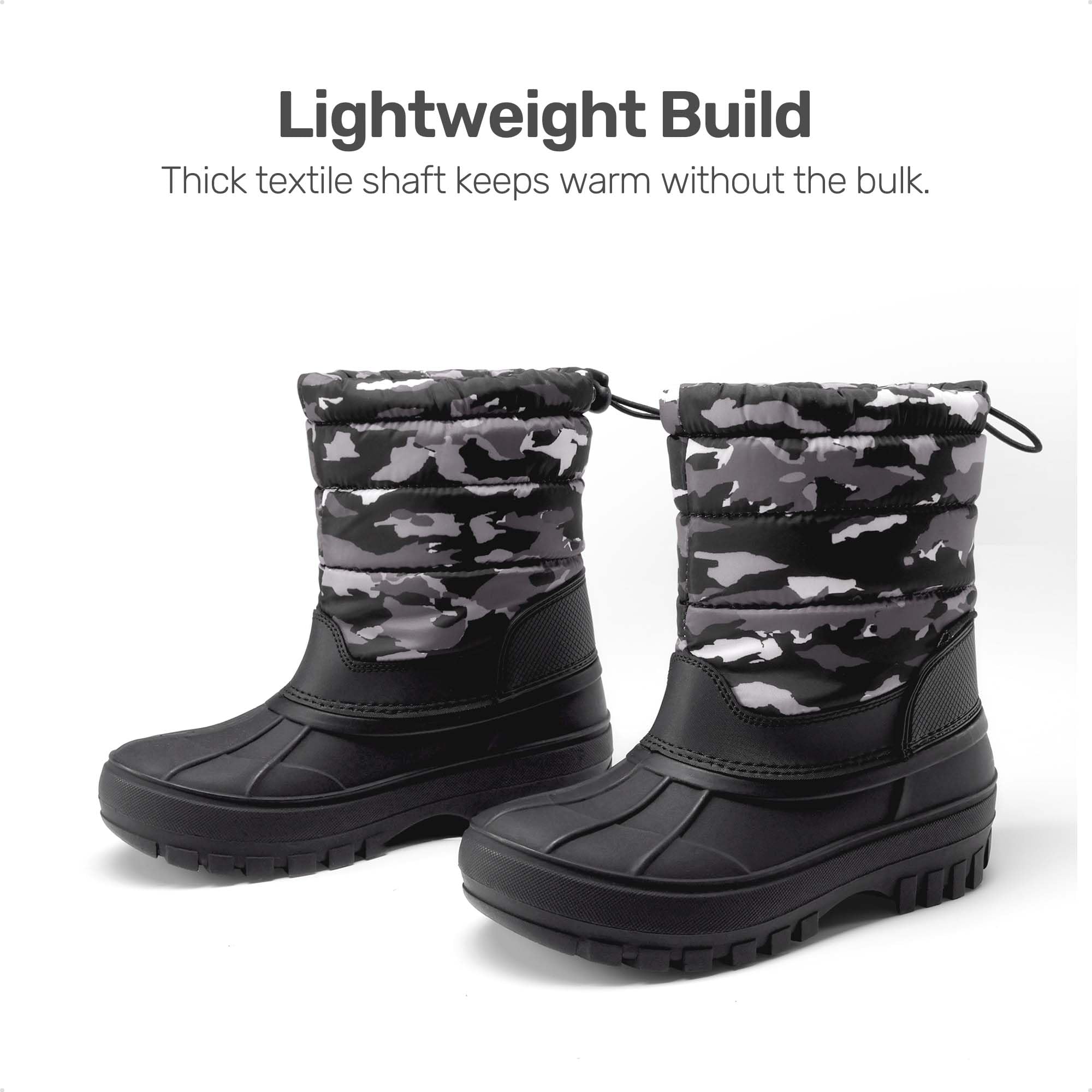 DREAM PAIRS Wodoodporne buty zimowe uniseks, Czarny/Szary, 2 Little Kid