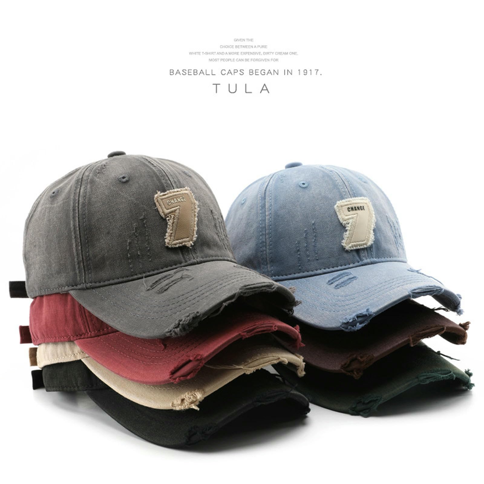 Czapka z daszkiem czapka retro, sprana bawełna unisex postarzana