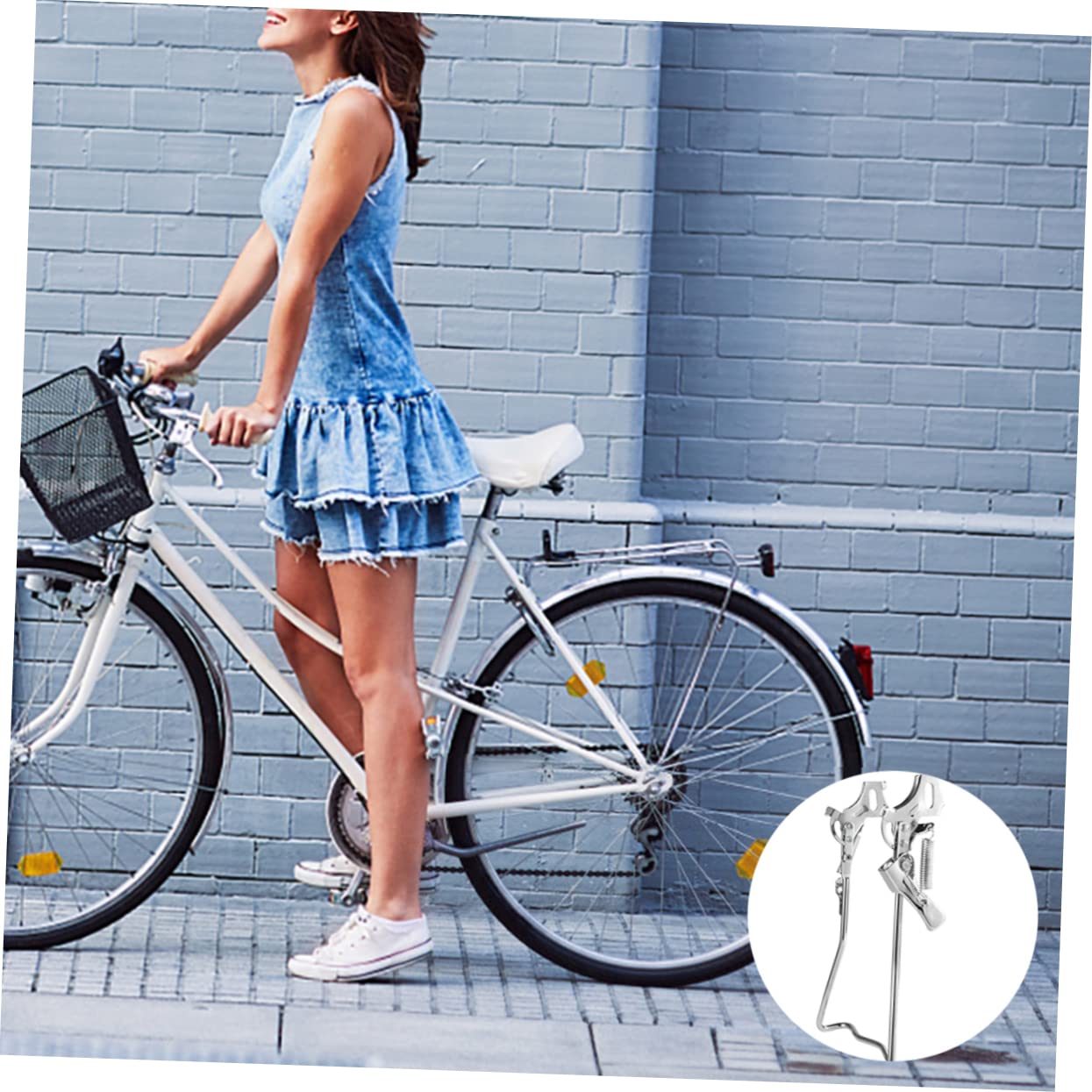 Béquille de Vélo 20 Pouces Double Support en Fer Argenté