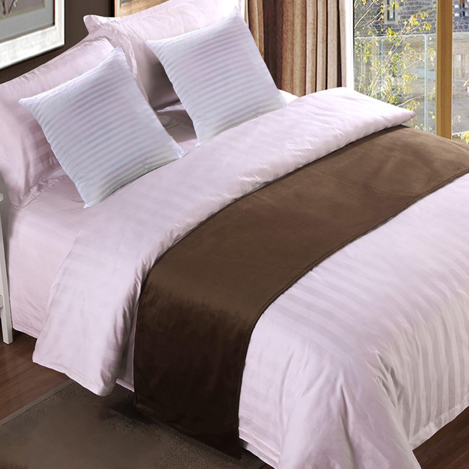 Leemqcya Dark Brown Velvet Bed Runners Bedspread Cover Solid Soft No Fading Bed Scarf Protection For Bedroom Wedding Room Home Hotel Bedding Decorations,-45X240cm For 1.8M Bed