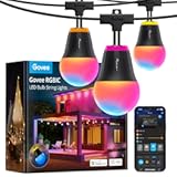 Outdoor String Lights H1, 50ft RGBIC Outdoor Lights with 15 Dimmable Warm White LED Bulbs, Smart Outdoor Lights with 60 Scene Modes, IP65 Waterproof, Work with Alexa, Daily Lighting