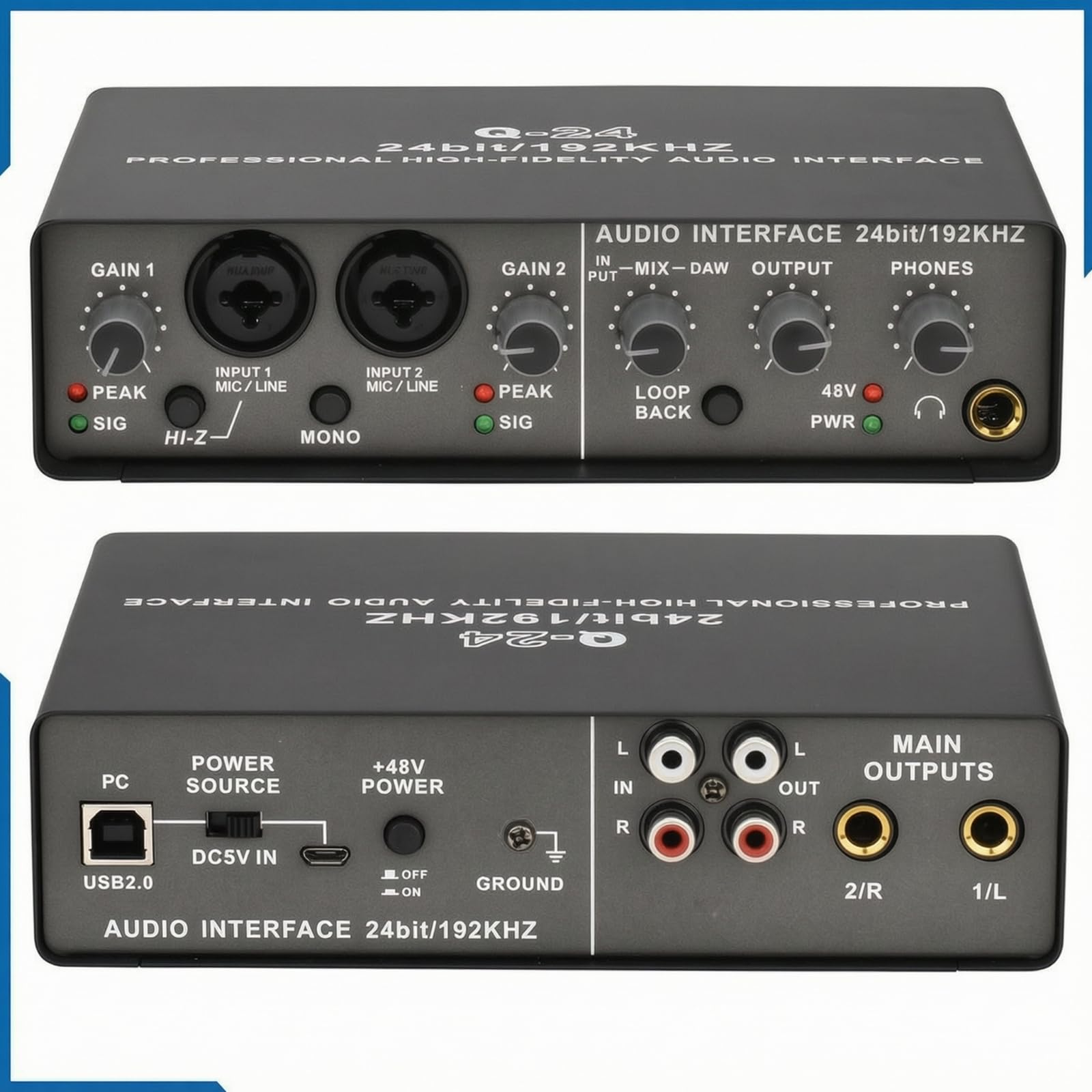 Interfaccia Audio USB a Latenza Zero Scheda Audio USB Alimentazione Fantasma Dispositivo per Podcaster, Scrivania
