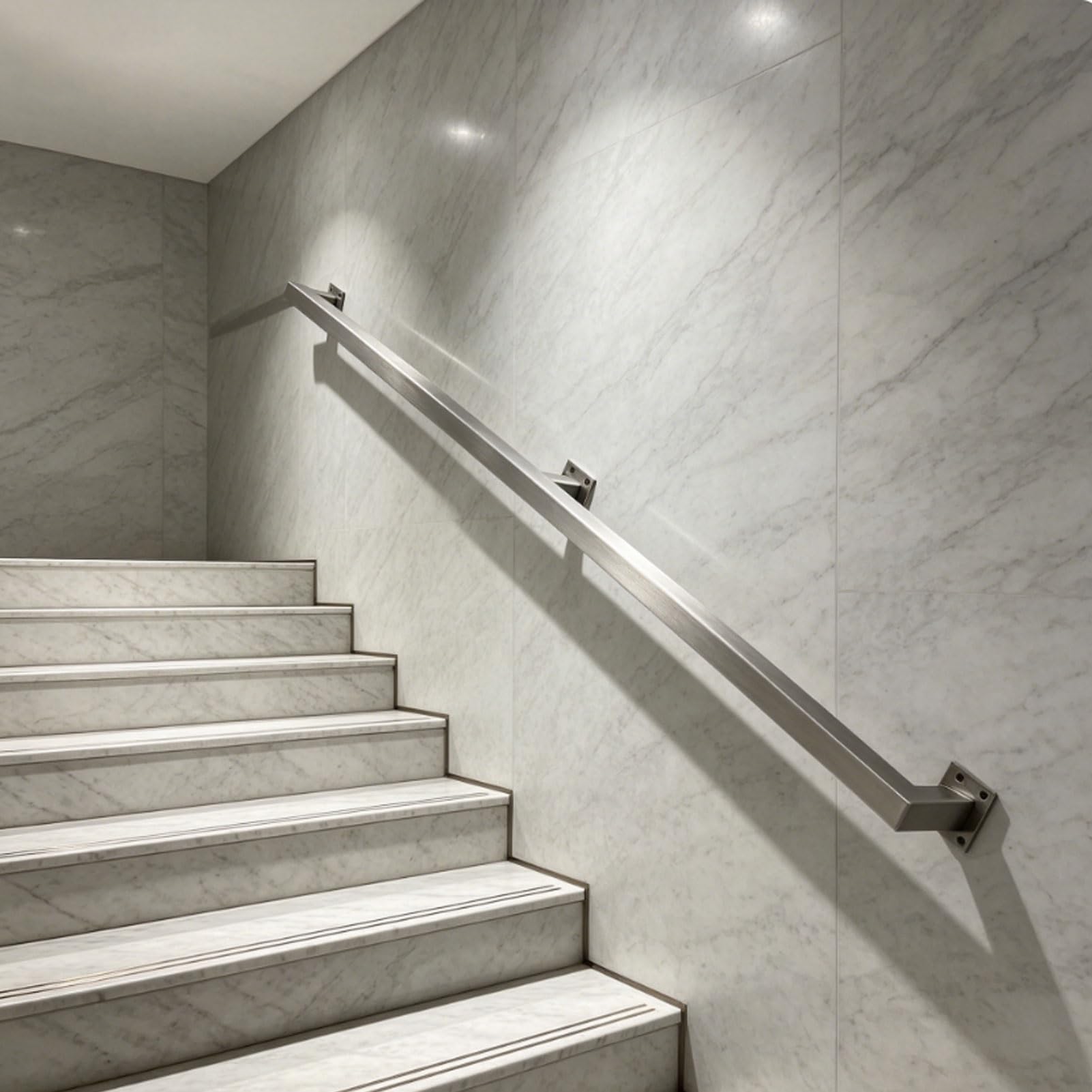 Renmlion One Color Industrial Stair Railing - Metal Stainless Steel Staircase Banister Rails 60Cm 1M 1.2M 1.5M 1.8M 2M 2.4M 300Cm 4.8M Wall Mounted Handrail For Indoor Outdoor(19Ft/570Cm)