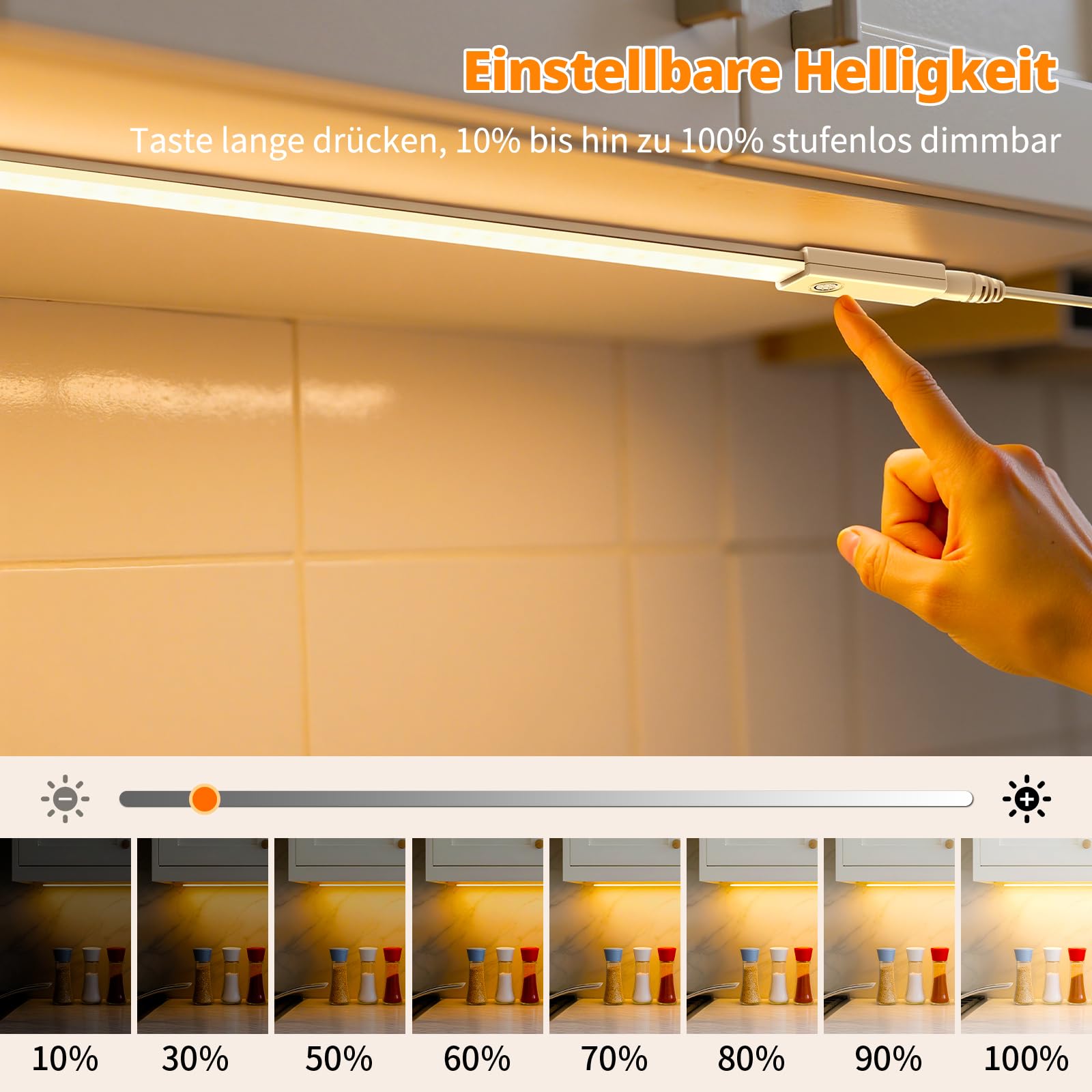 SIBI LIGHTING Unterbauleuchte Küche LED 1M, Dimmbar Led Leiste Selbstklebend, Flexibel Unterbau Licht inkl. 24V Netzteil, 3000K Warmweiß