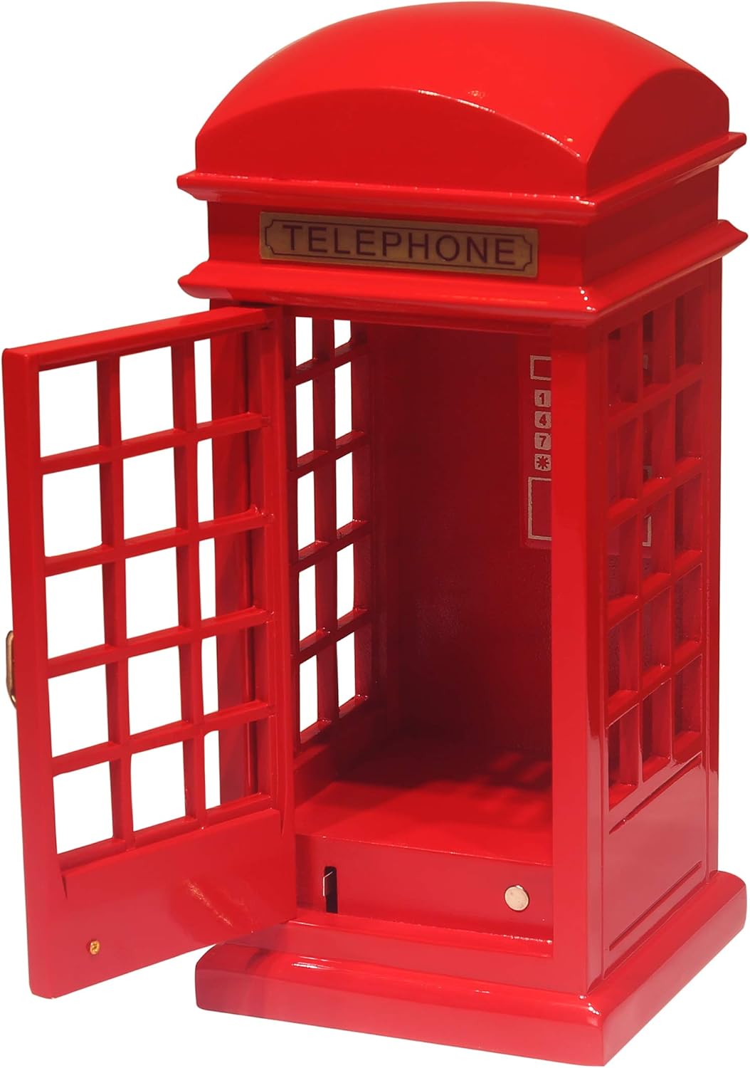 Angel Melody Vintage Wooden Red British London Street Telephone Booth Music Box Mechanism