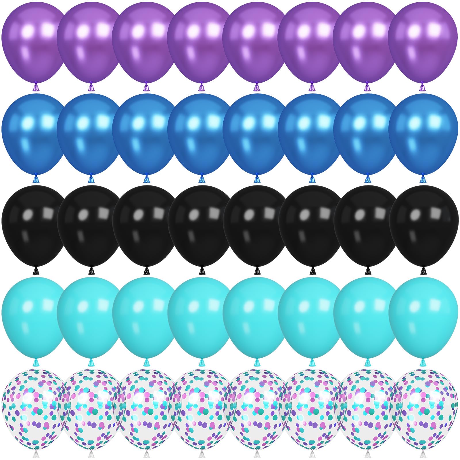 60 Pcs Black Purple Blue Balloons, Metallic Blue Purple Black Teal Confetti Latex Party Helium Balloons for Kids Boys Video Game Baby Shower Gaming Engagement Graduation Birthday Party Decorations