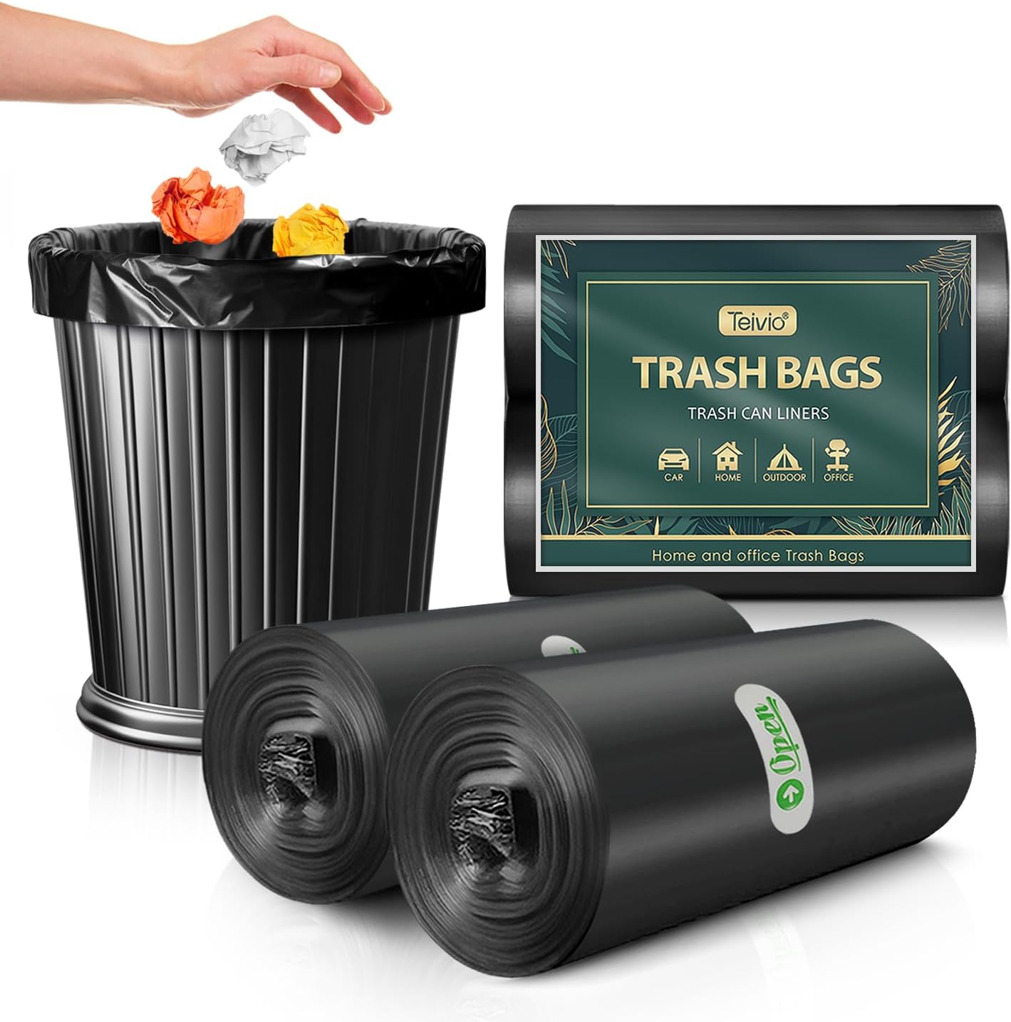 8 Gallon 40 Counts Strong Trash Bags Garbage Bags by Teivio