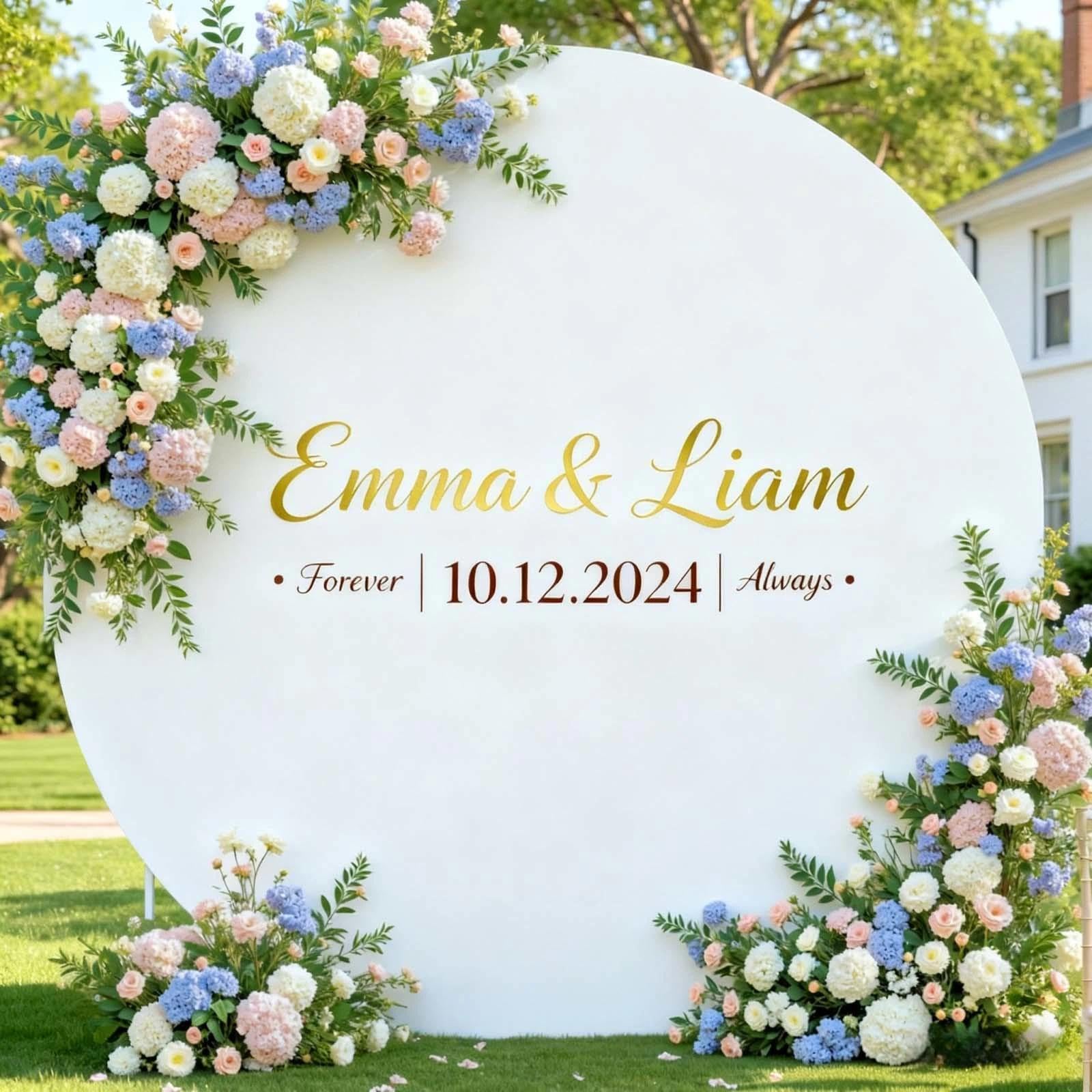 200cm Individueller runder Hintergrund, personalisierte Bogenkreisabdeckung, individualisieren Sie Ihre Fotokabine, geeignet für Babyparty, Geburtstag, Hochzeit, Party, Dekoration | Personalisierter Fotohintergrund für Babyparty, Geburtstag, Hochzeit, Par