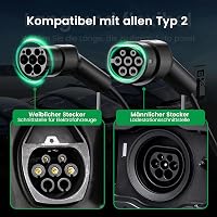 GONEO Type 2 töltőkábel 11 kW 5m 16A elektromos autókhoz, 3 fázisú, táskával - Kompatibilis Tesla, VW, BMW modellekkel 3