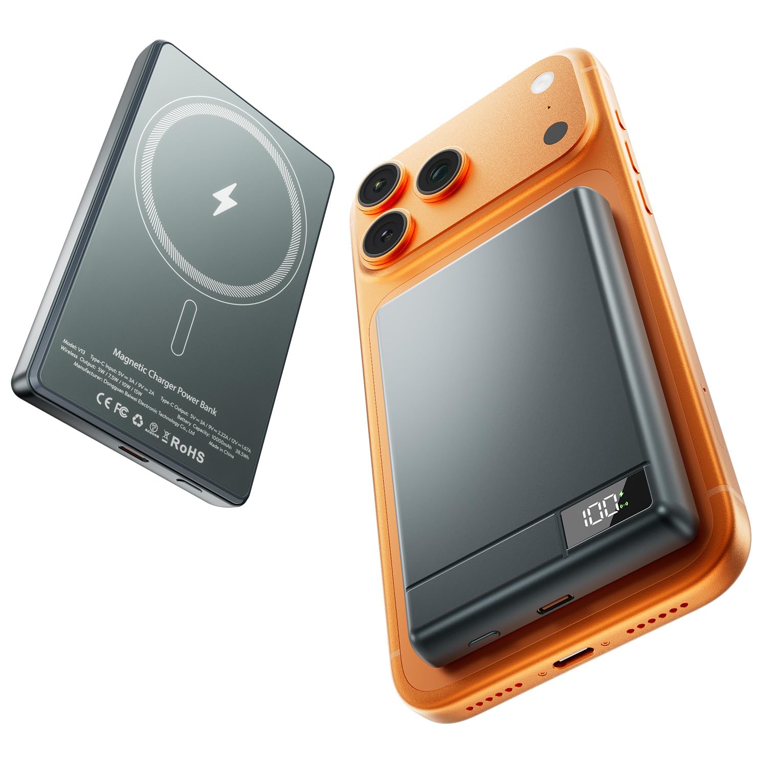 Amazon | モバイルバッテリー 軽量 小型 【MagSafe対応・14mm・178g