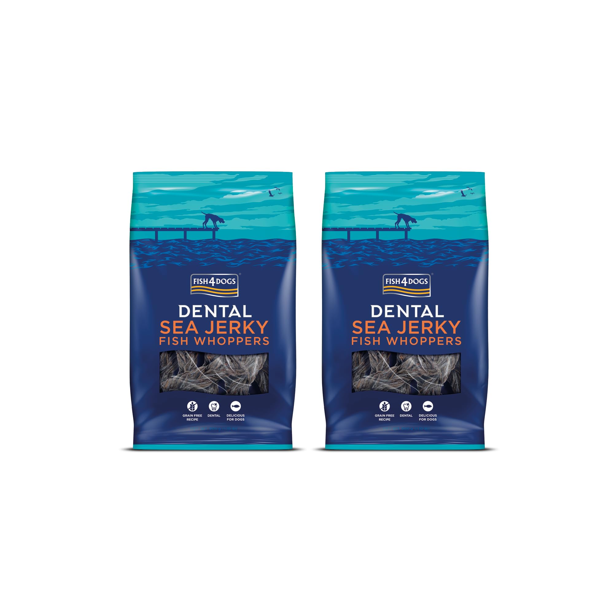 Fish4Dogs Sea Jerky Whoppers | Low Calorie, Hypoallergenic Dog Treat | Baked Fish Treat for Dogs | Natural, Dental Treat | Fish Skin Treat for Large Dogs (1kg) — image 1