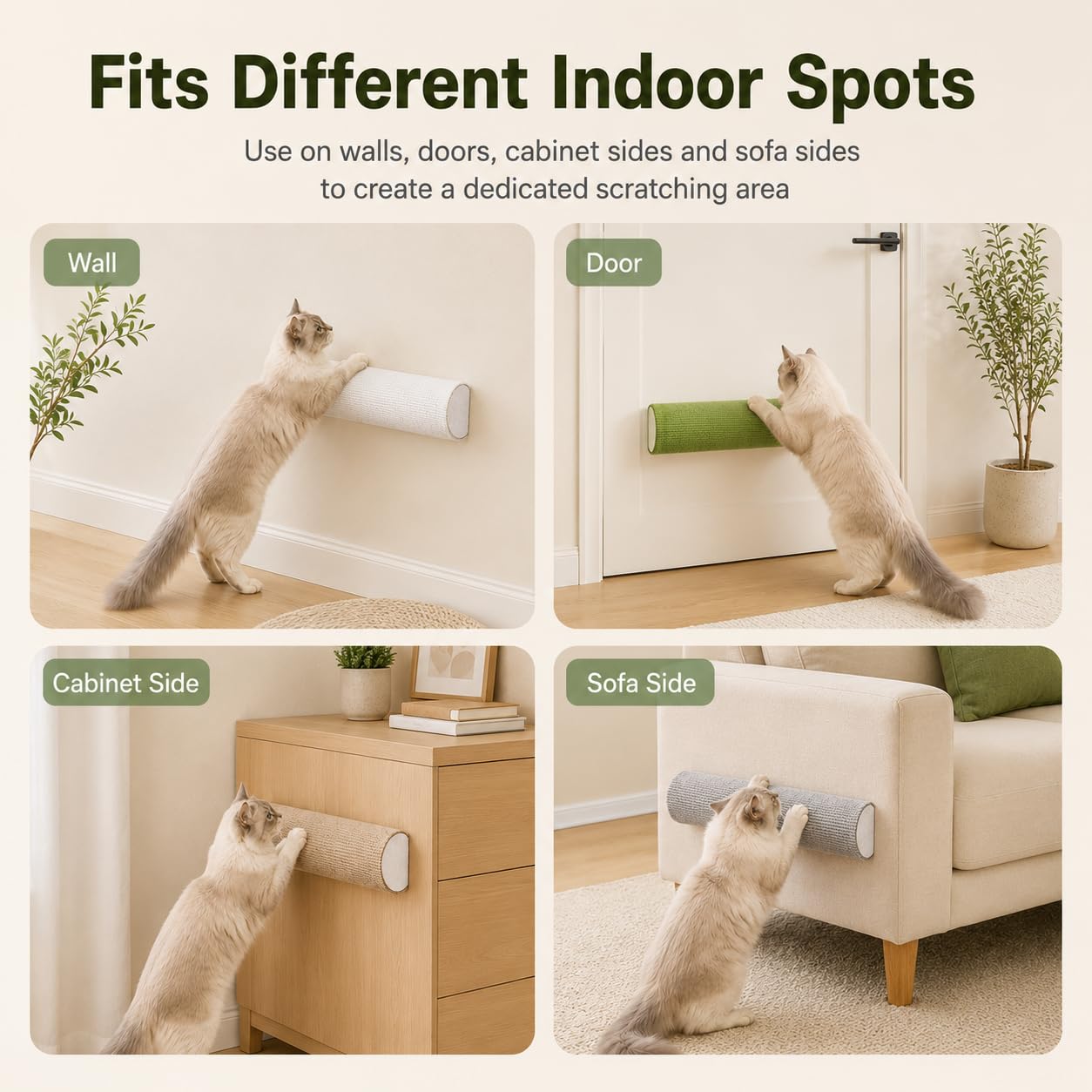 Selbstklebende Katzen-Kletterstangen für Wand, 4er-Pack，Grau