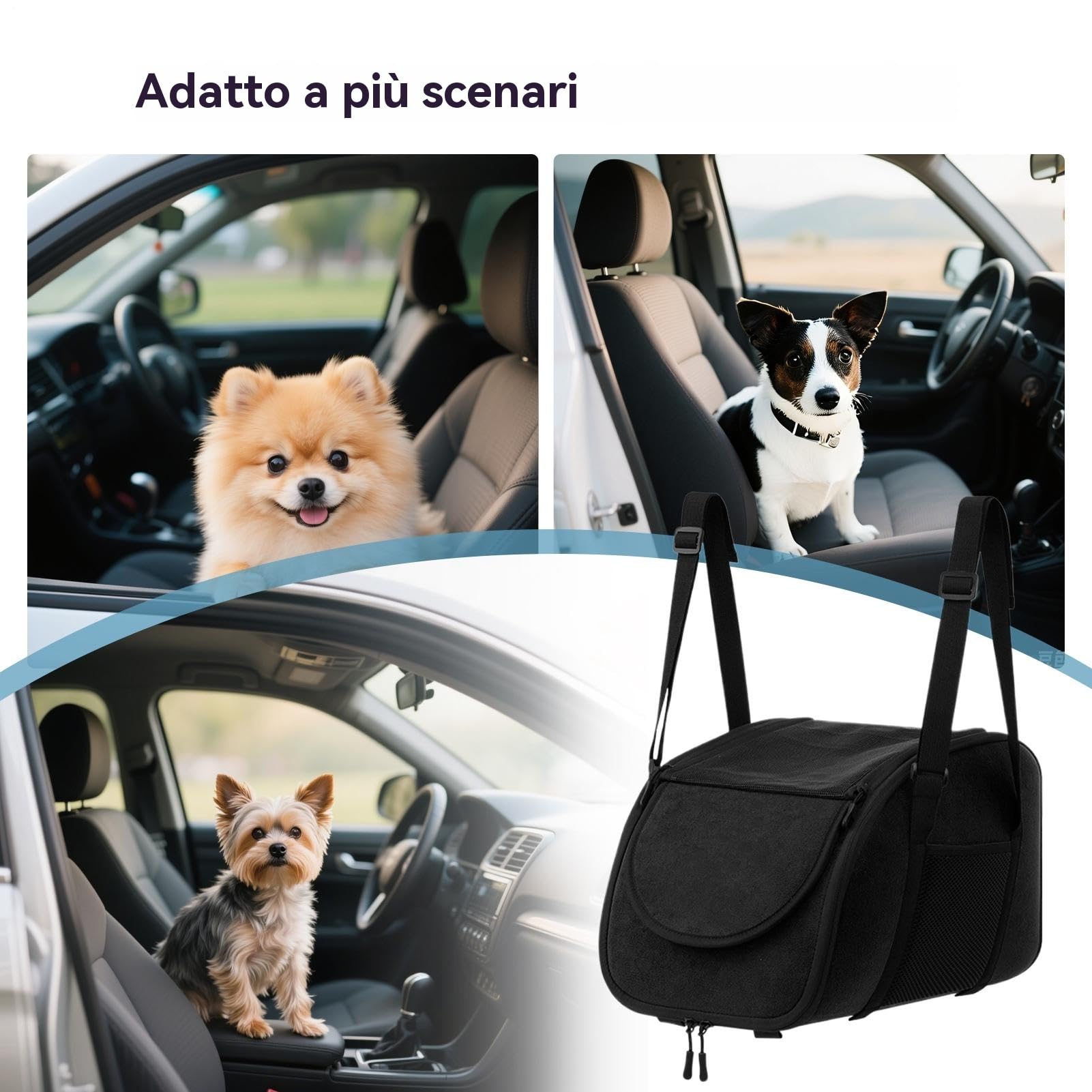 Autositz für Hunde | Reisesitz für Hunde mit Sicherheitsgurt und Armlehne, weich, atmungsaktiv, für Katzen und Welpen, ideal für Reisen mit Taxi, Auto und Abenteuer