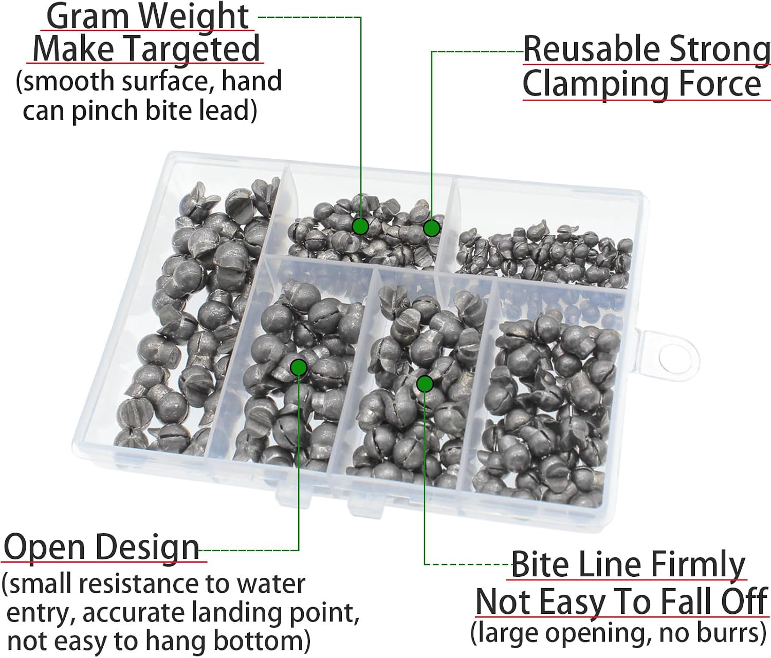 250/180Pcs Split Shot Fishing Weights Sinkers, Round Open Mouth Design Fishing Weight Clip on Sinker Weight Freshwater Saltwater Fishing Accessories Gift for Fishing Lovers
