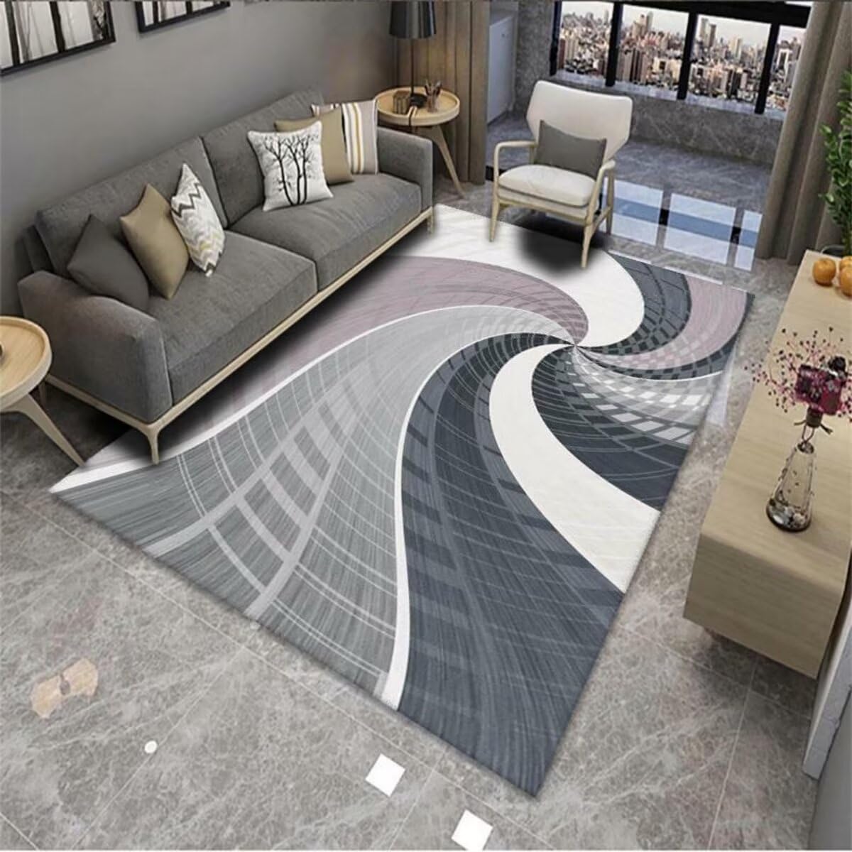 Tapis De Sol Salon Tapis D Entree Le Tapis de canapé décoratif Gris Peut être personnalisé antidérapant Tapis Jeu Enfant 120X160CM