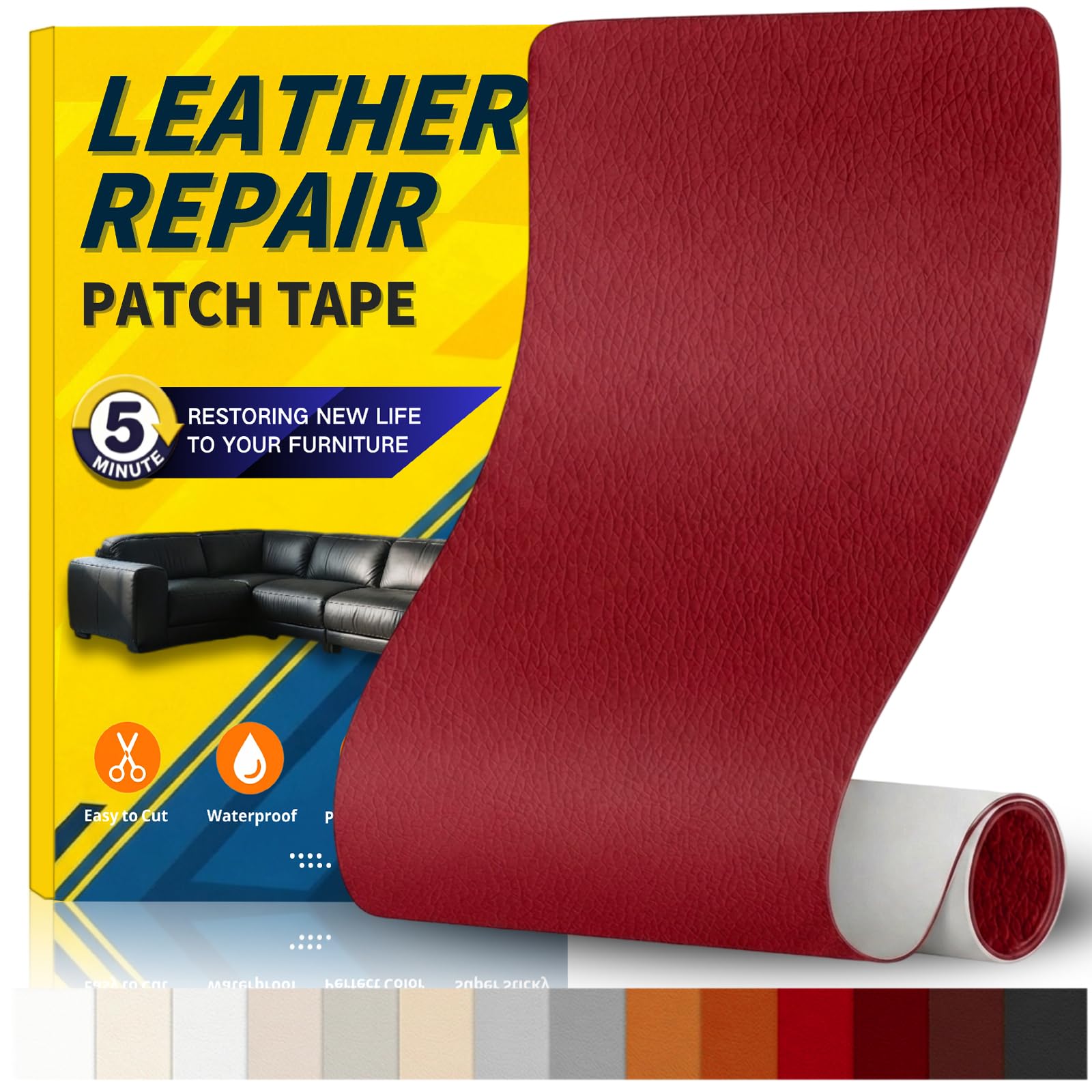 Gelaisi Leder Reparatur Set, Kunstleder Selbstklebend, Kunstleder-Reparaturset