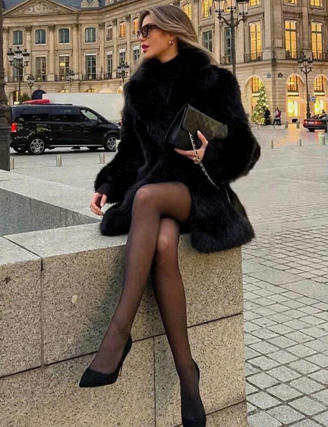 Kissonic Women's Long Faux Fur Coat Lapel Shaggy Winter Jacket Luxury Warm Furry Open Front Outerwear - Image 4