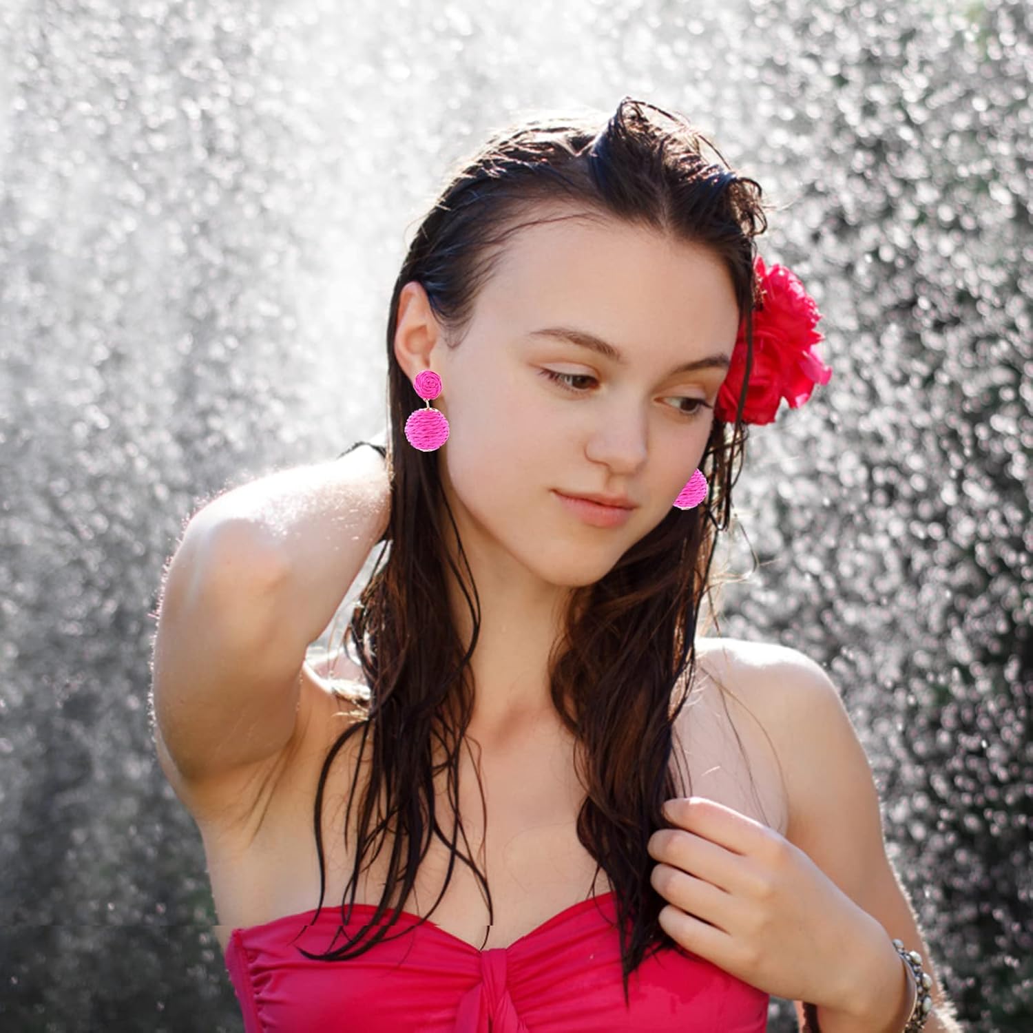 Statement Raffia Earrings for Women Ball Geometric Lantern Ratten Drop Earrings Palm Bohemian Dangle Earrings Summer Tropical Beach Jewelry - Image 3