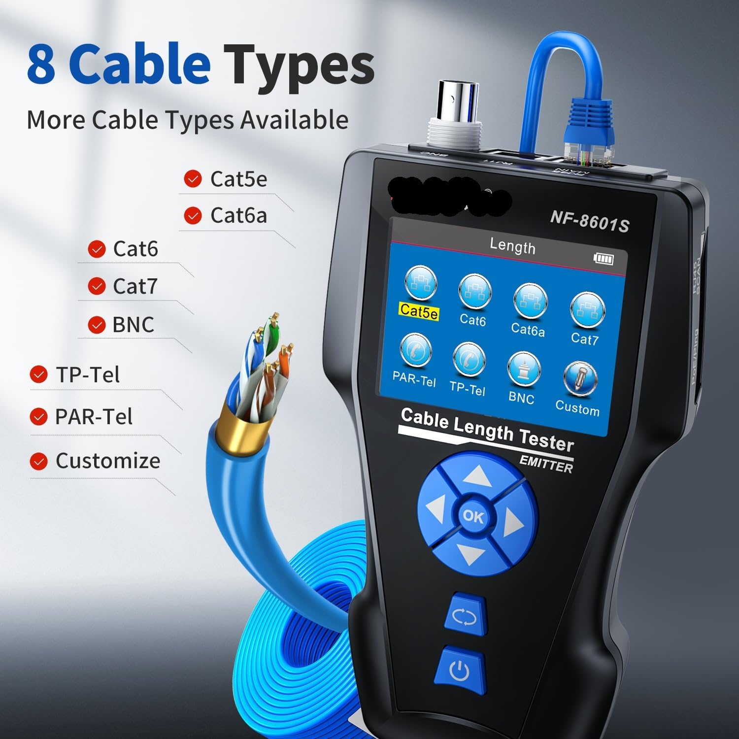 Tester for cavi NF-8601S, localizzatore di rete con funzione PoE/PING, tester misura LAN, mappatura