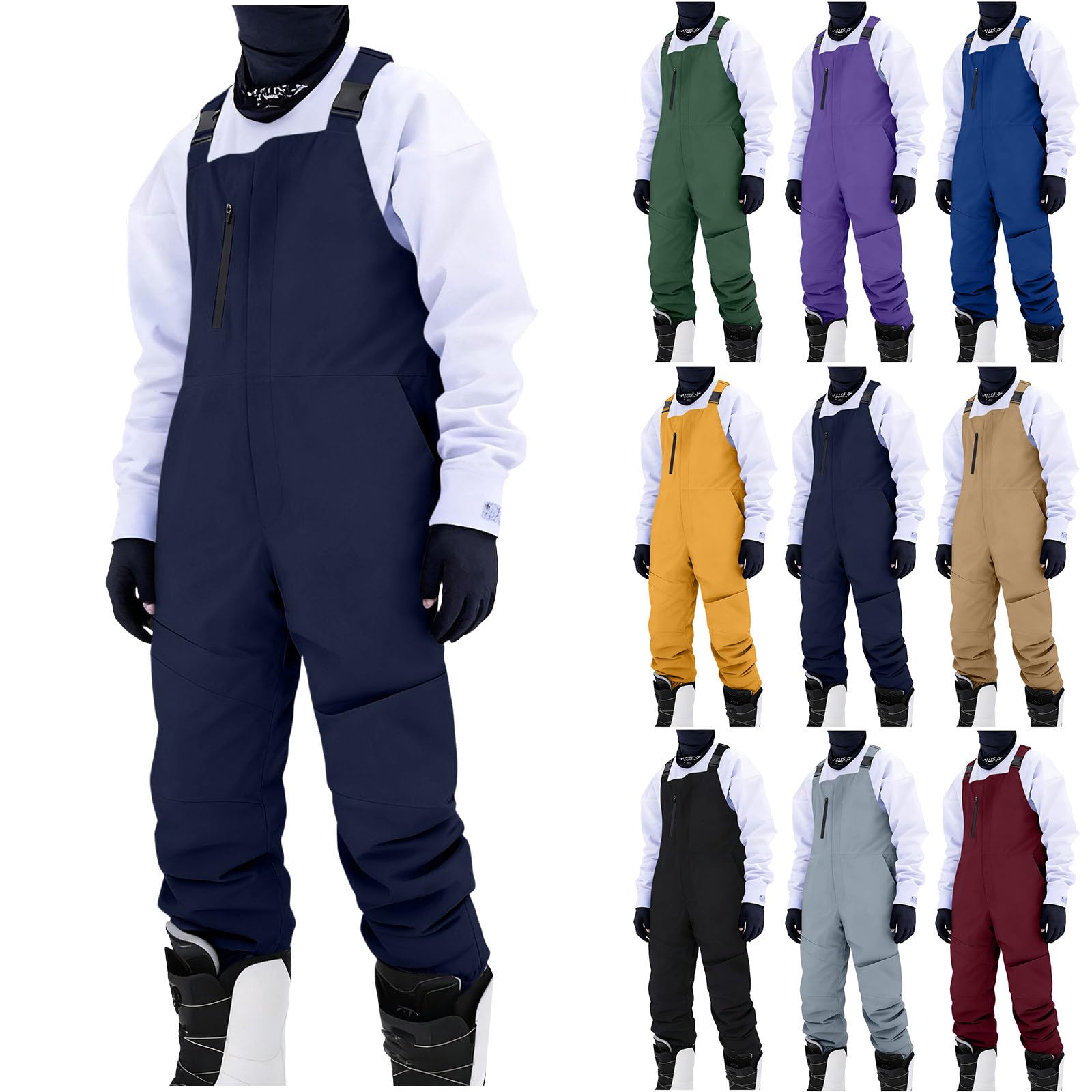 AACH Skihose Herren mit Träger Snowboardhose Wasserdicht Ski Latzhose Winddicht Atmungsaktiv Outdoorhose Winter Sport Wanderhose Thermo Einfarbig Schneehose Skifahren Cargohose Skioverall