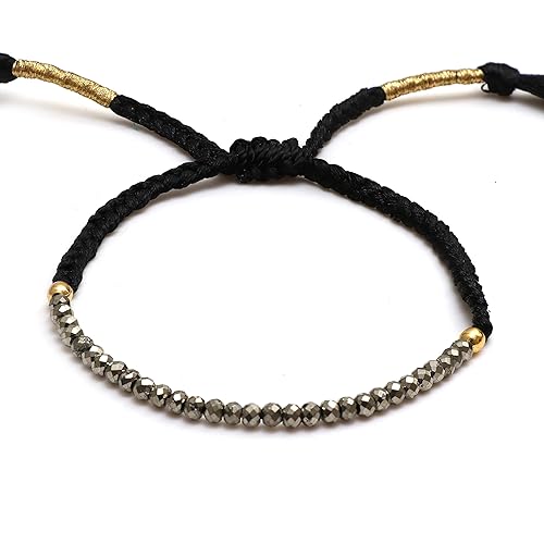 Gempires Natural Pyrite Beads Braided Bracelet Abundance Crystal Bracelet for Everyone (Pyrite) disponible en Yaxa Peru
