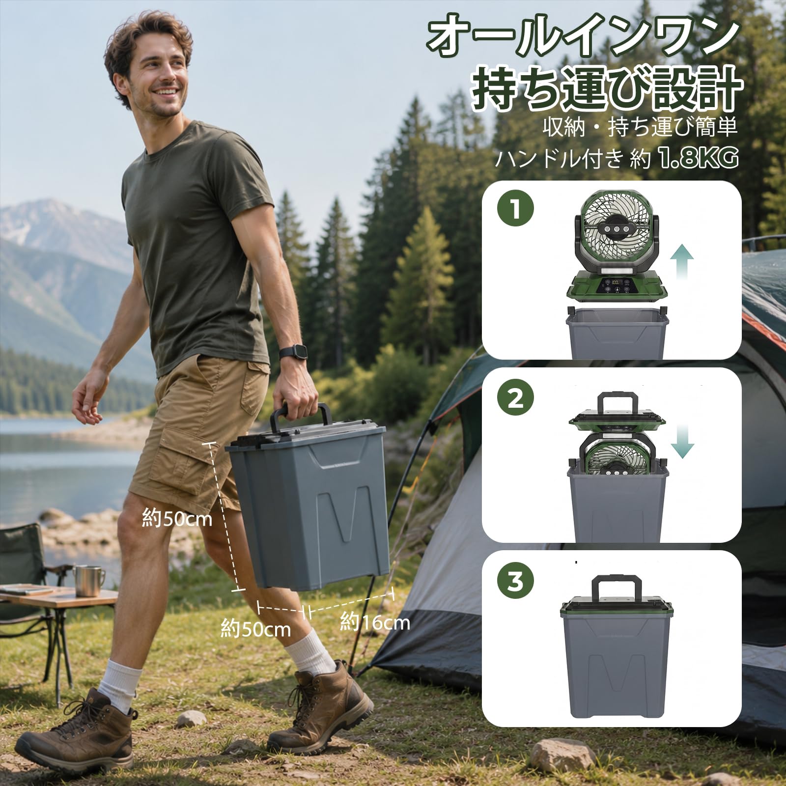 Amazon | AONGKO キャンプ扇風機 30000mAh 大容量 超音波ミストファン