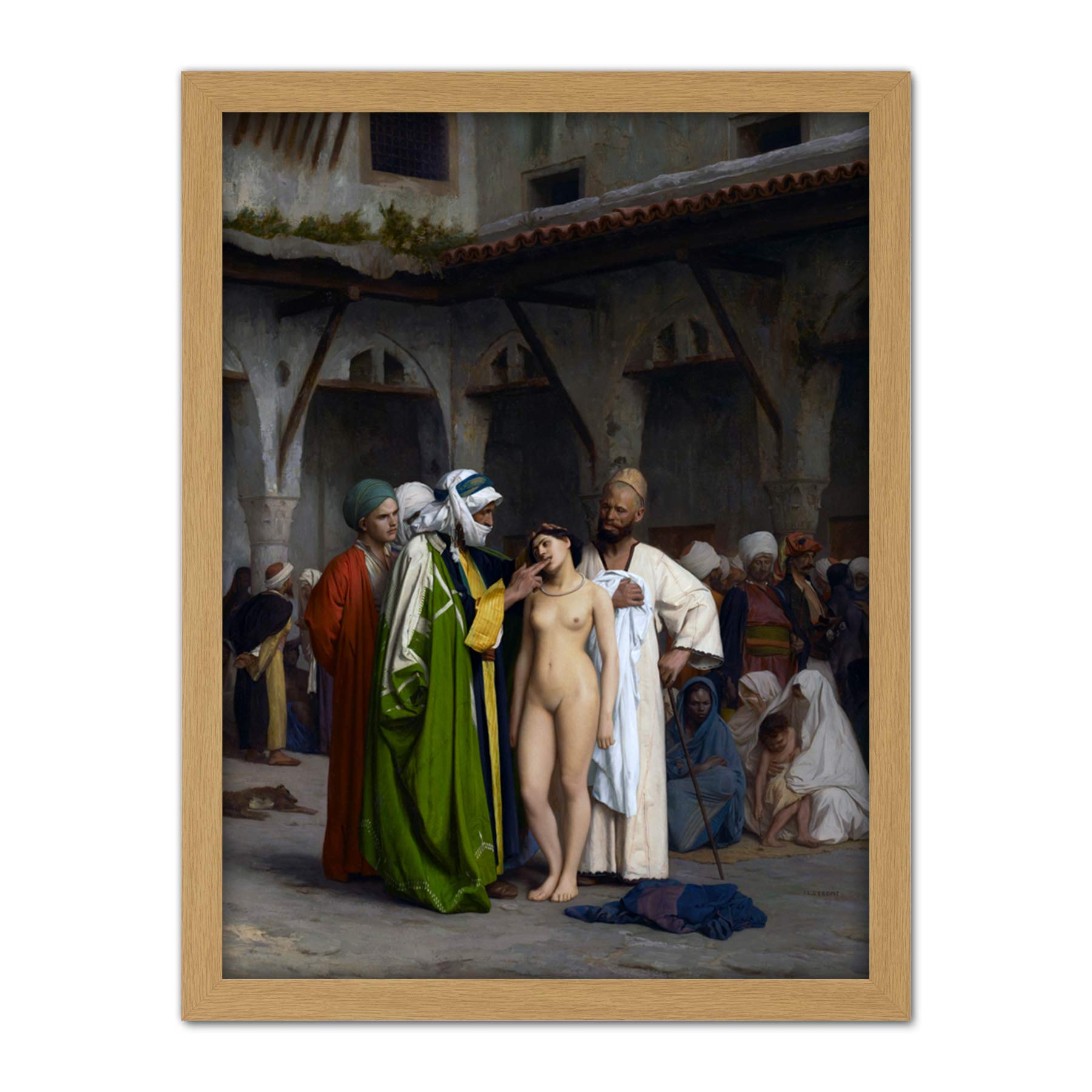 Artery8 Jean Leon Gerome Slave Market Painting Artwork Framed Wall Art Print 18X24 Inch