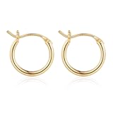 14K-Gold-Plated Hoop Earrings for Women - Hypoallergenic 14K Gold 925 Sterling silver-plated Post Sensitive Ears Nickel Free Hoops Earrings Set for Women Jewelry Lightweight 13-60mm