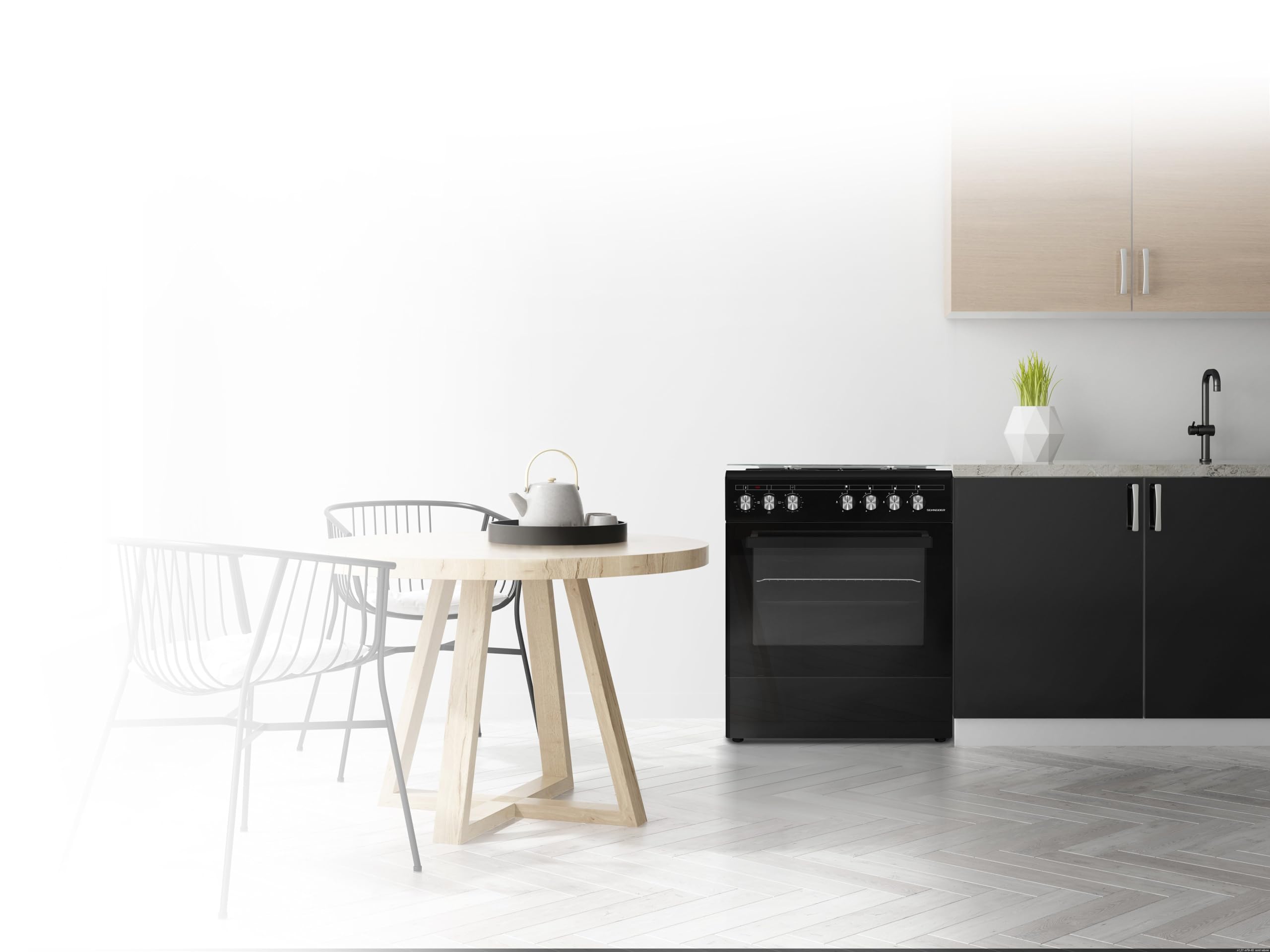 Schneider SCCG64C-BM - Cuisinière gaz Black mat
